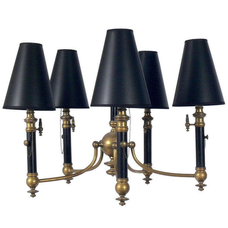 Black and Brass Chandelier at 1stDibs