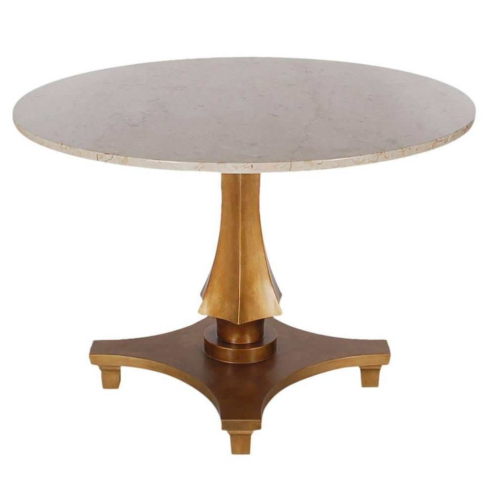 Hollywood Regency Gold Gilded Marble Dining or Center Table by Baker Furniture