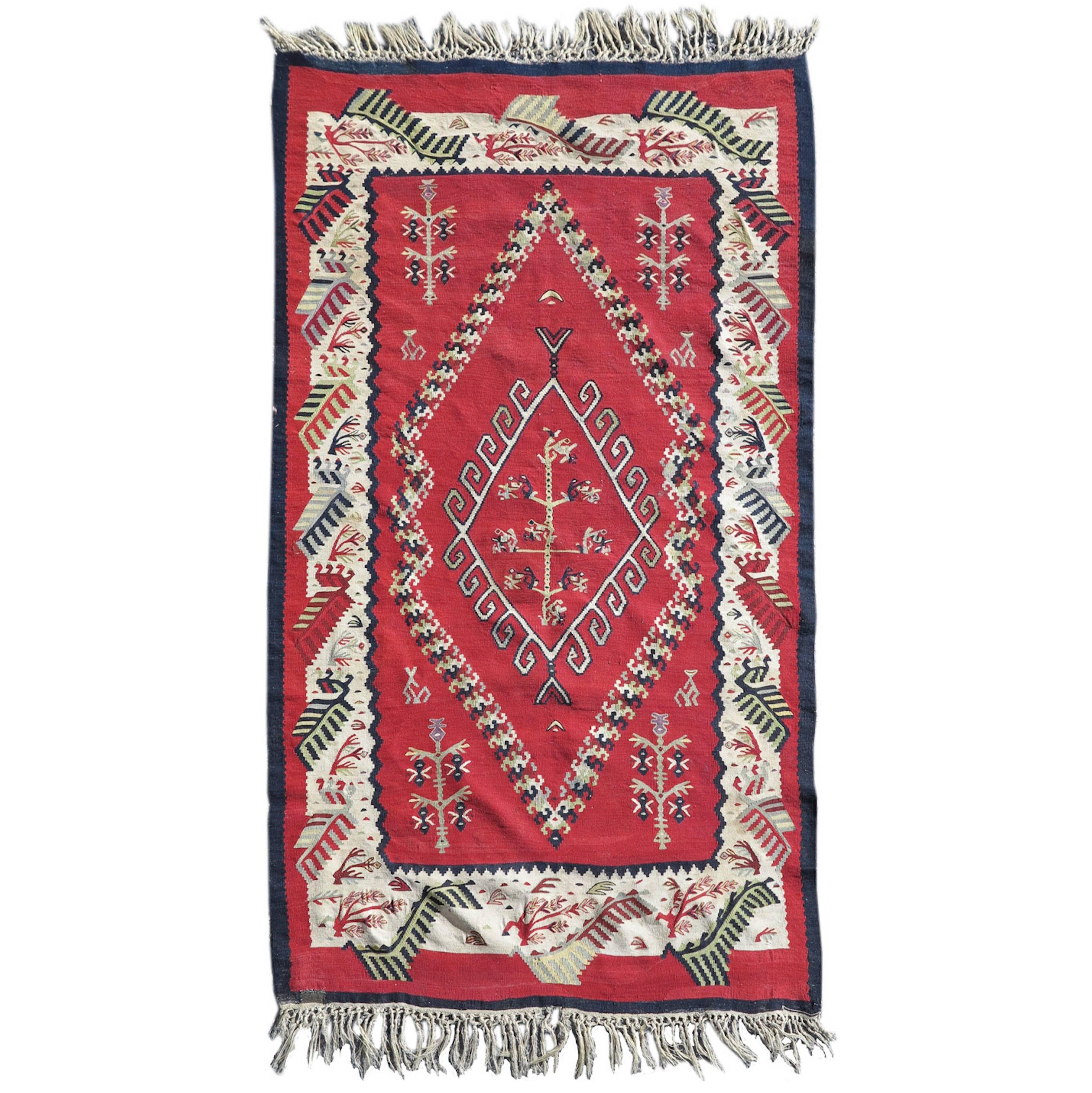 Late 19th Century Leaves and Trees Sharkoy Kilim Rug
