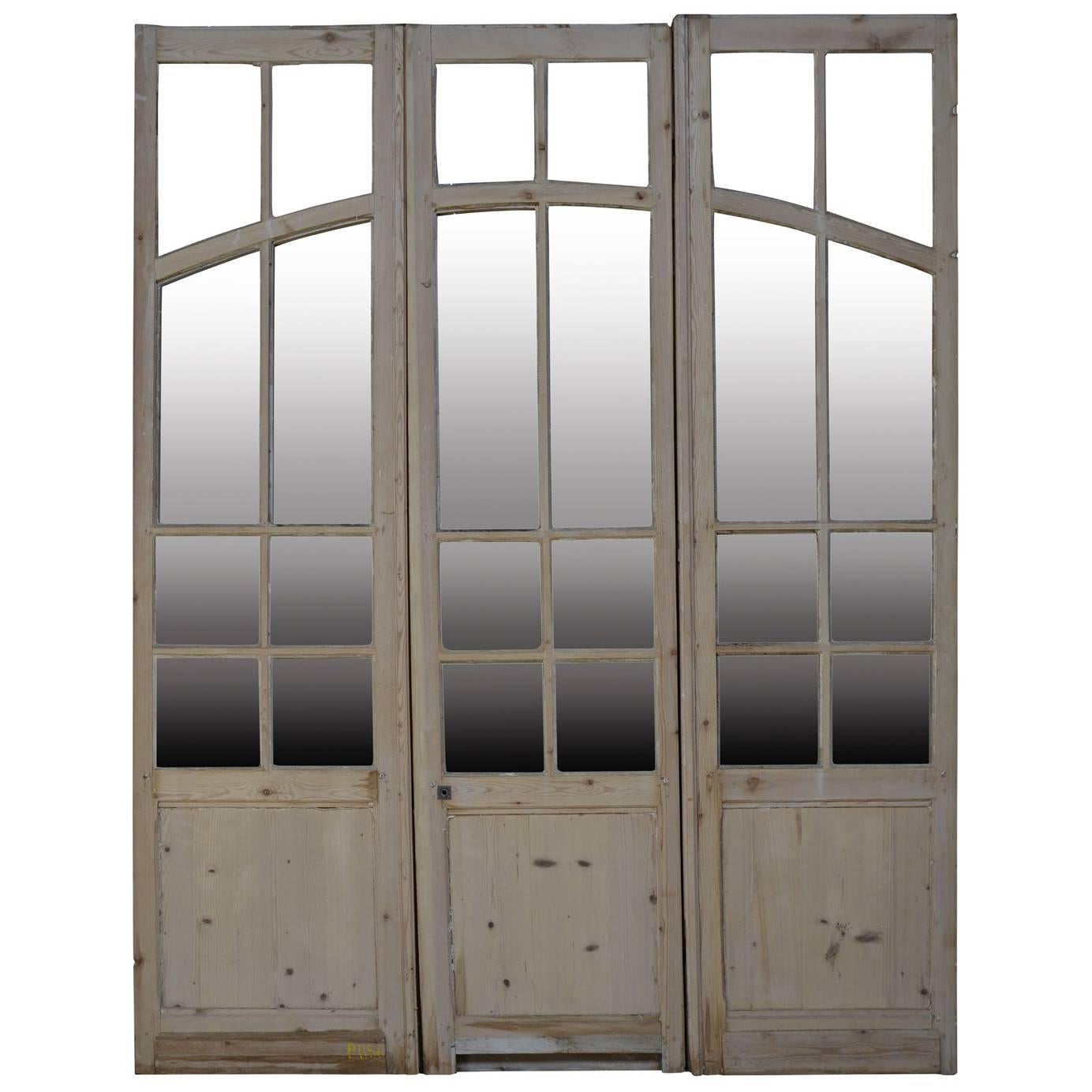 Fir Glass Door, 19th Century For Sale