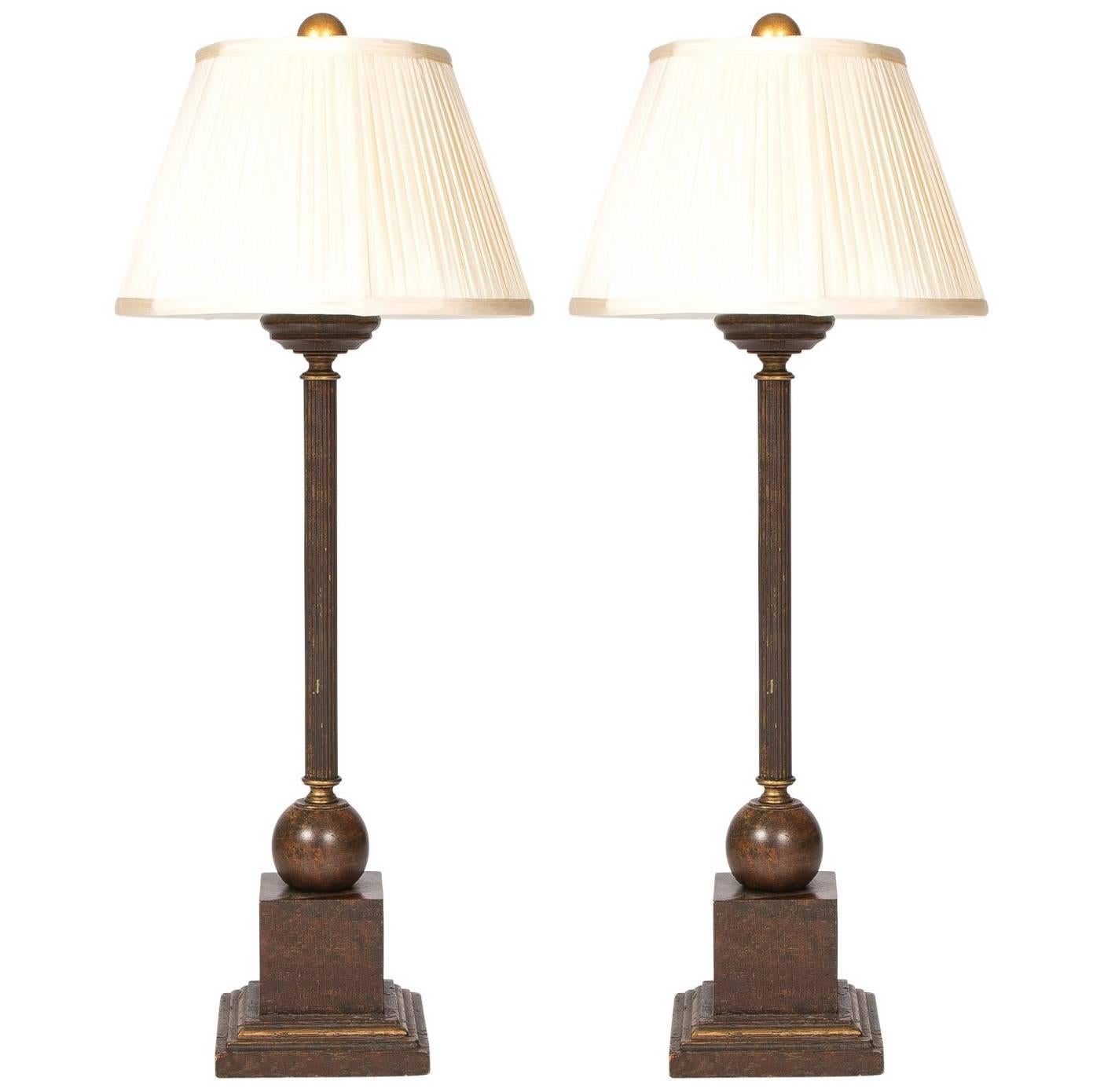 Pair of Vintage Candlestick Lamps