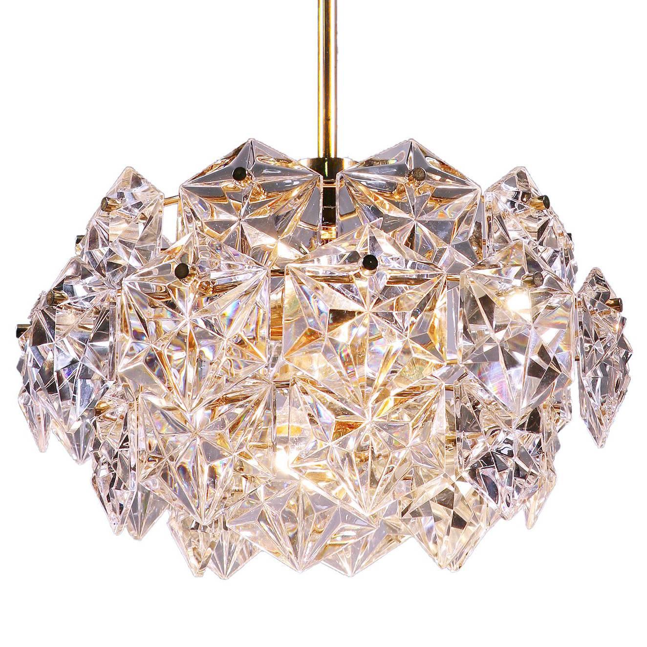 Gold-Plated Crystal Chandelier by Kinkeldey, Germany