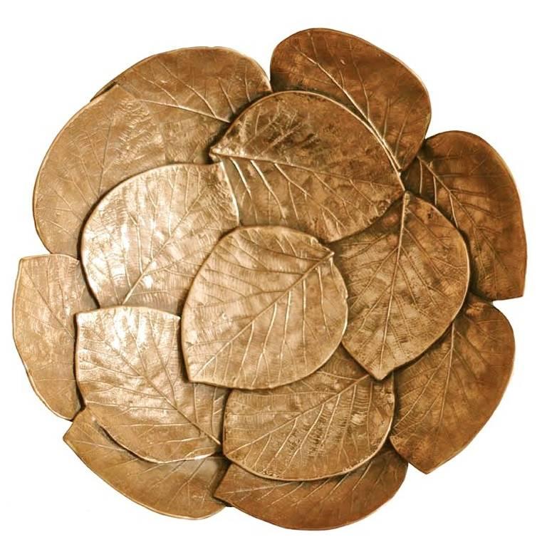 Handmade Brass Cast Leaf Bowl 'Small' For Sale at 1stdibs