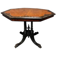 Outstanding Victorian Ebony and Amboyna Center Table C1880