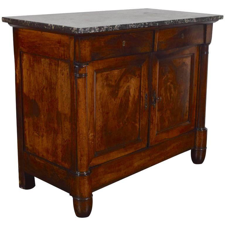 French Walnut Louis Philippe Server, Marble Top