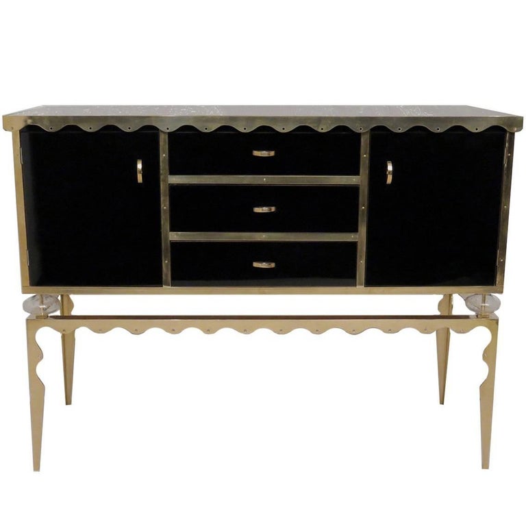 Sideboard in Glass and Brass For Sale at 1stDibs
