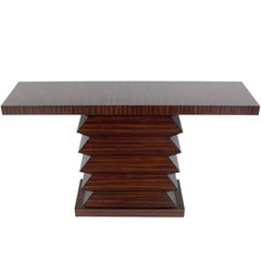 Table console sculpturale en bois de zèbre