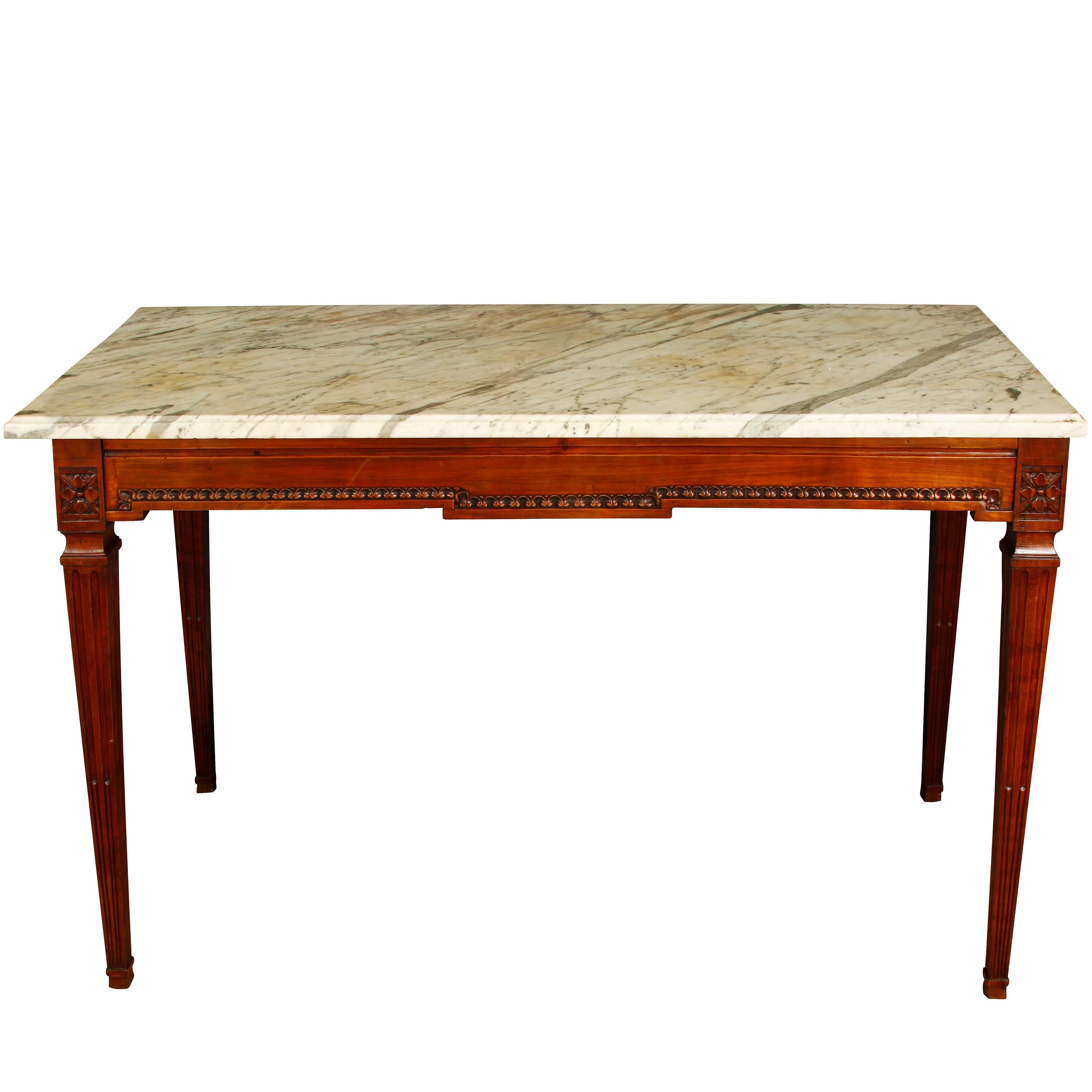 Mahogany Console with Marble Top For Sale