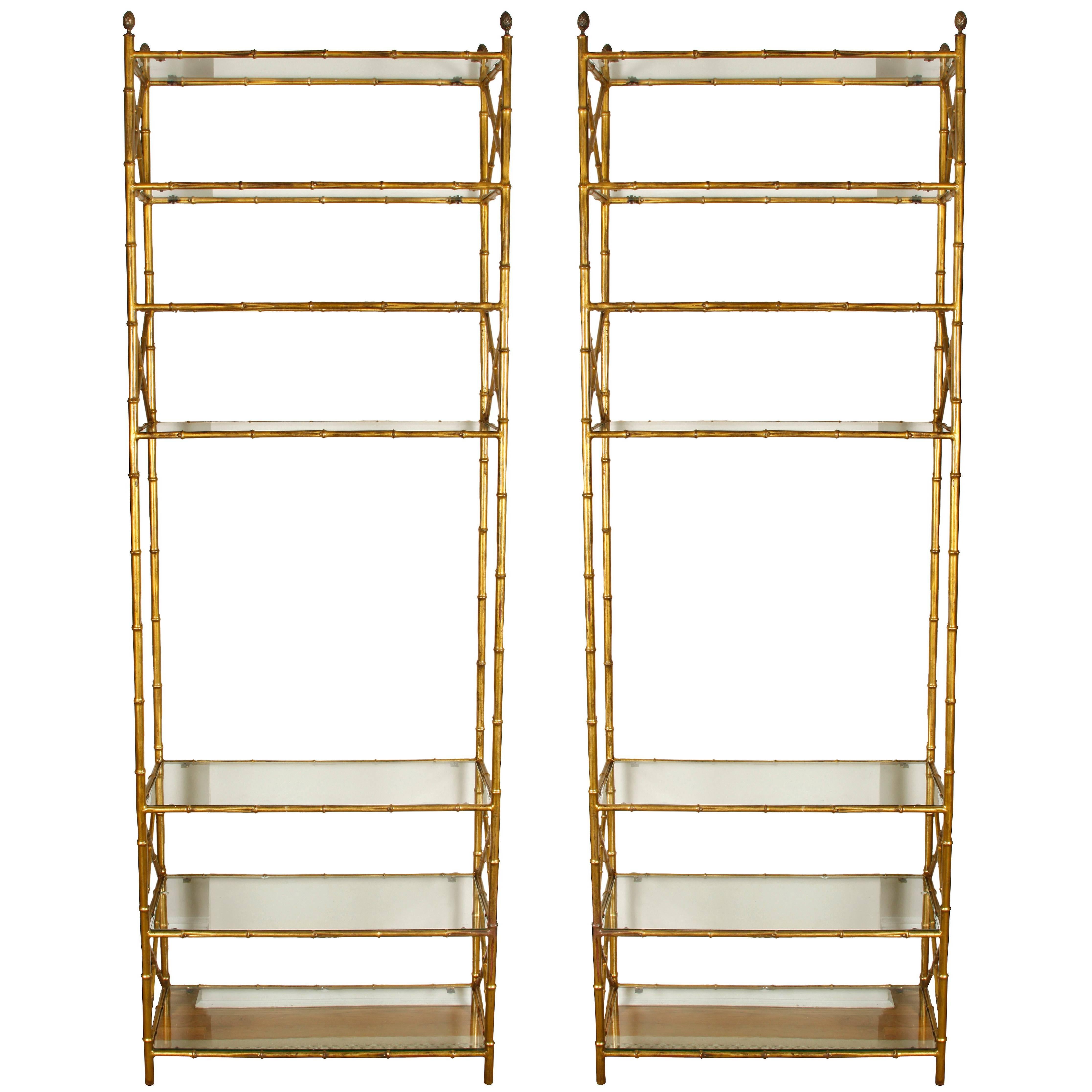 Pair of Faux Bamboo Etageres