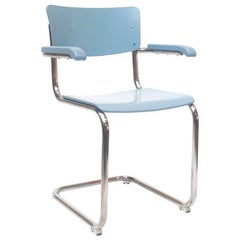 Cantilever Chair "S 43 F" by Manufacturer Thonet in Chromed Steel and Wood