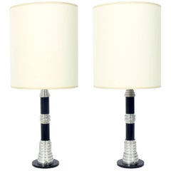 Vintage Pair of Streamlined Art Deco Lamps by Speedway of Los Angeles