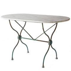 French Bistro Table with an Oval White Marble-Top, circa 1880