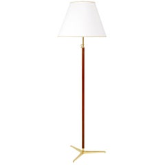 Gino Sarfatti for Arteluce Rare Brass and Leather Floor Lamp, Model 1025, Italy