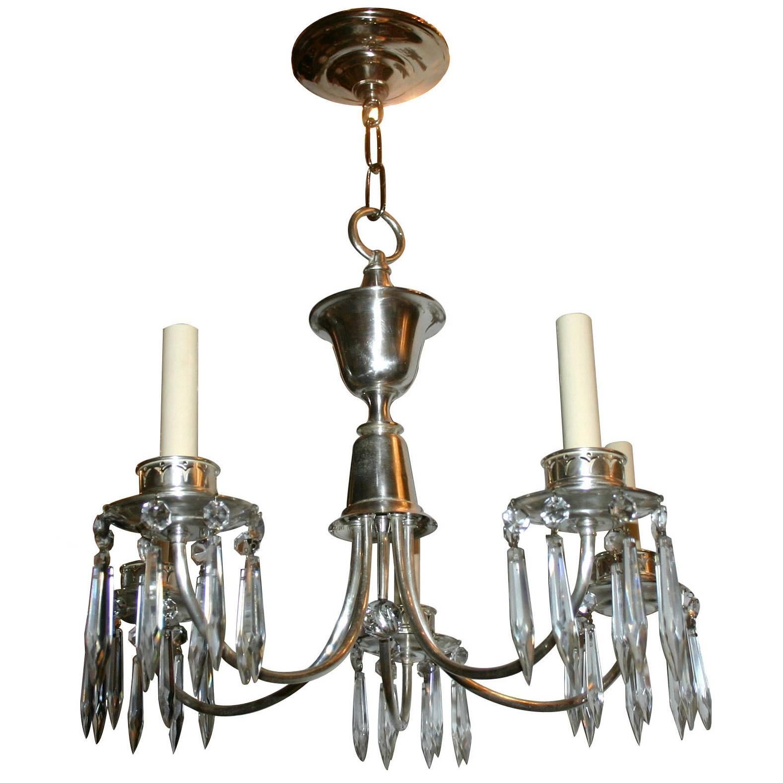 Neoclassic Silver Plated Chandelier