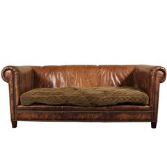 Retro Distressed Leather Sofa