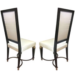 J.M.Rotchild Chicest Pair of High Back Pair of Chair with Iron and Bronze Detail