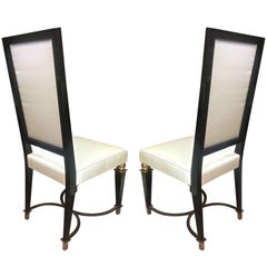 J.M.Rotchild Chicest Pair of High Back Pair of Chair with Iron and Bronze Detail
