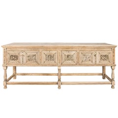 Jacobean Revival Bleached Wood Sideboard Dresser