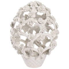 White Porcelain Flower Basket