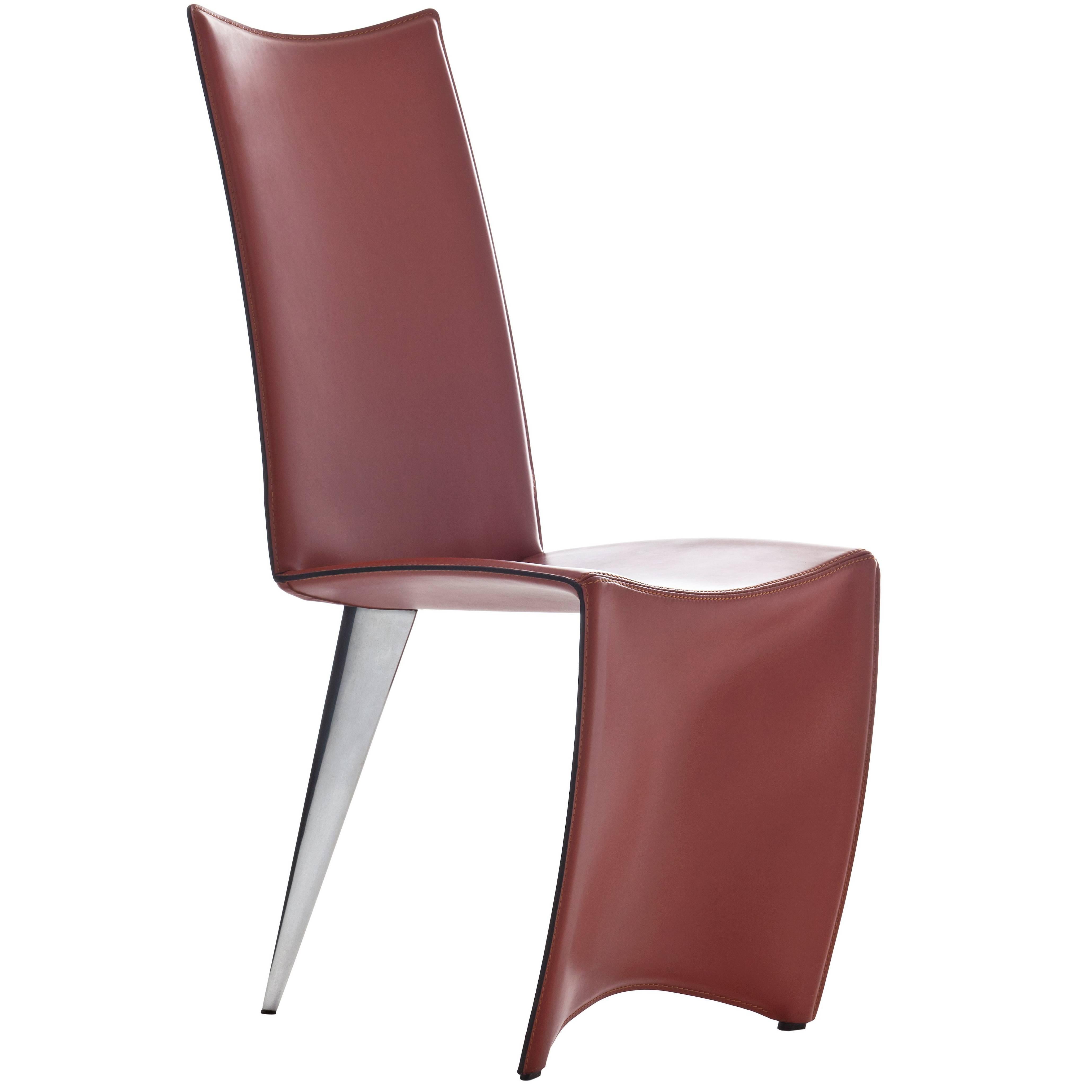 "Ed Archer" Leather and Polished Aluminum Chair by Philippe Starck for Driade