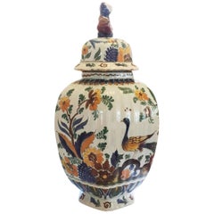 19th Century Delft Covered Urn