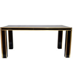 Romeo Rega Brass and Burl Wood Dining Table