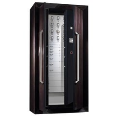 Armoire in Polished Ebony with Safe and Watch Winders Anchorable to the Wall