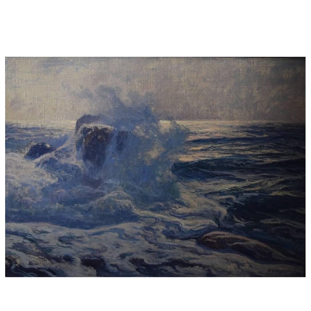 Oscar Hullgren Swedish Painter Oil on Canvas Coastal Scene