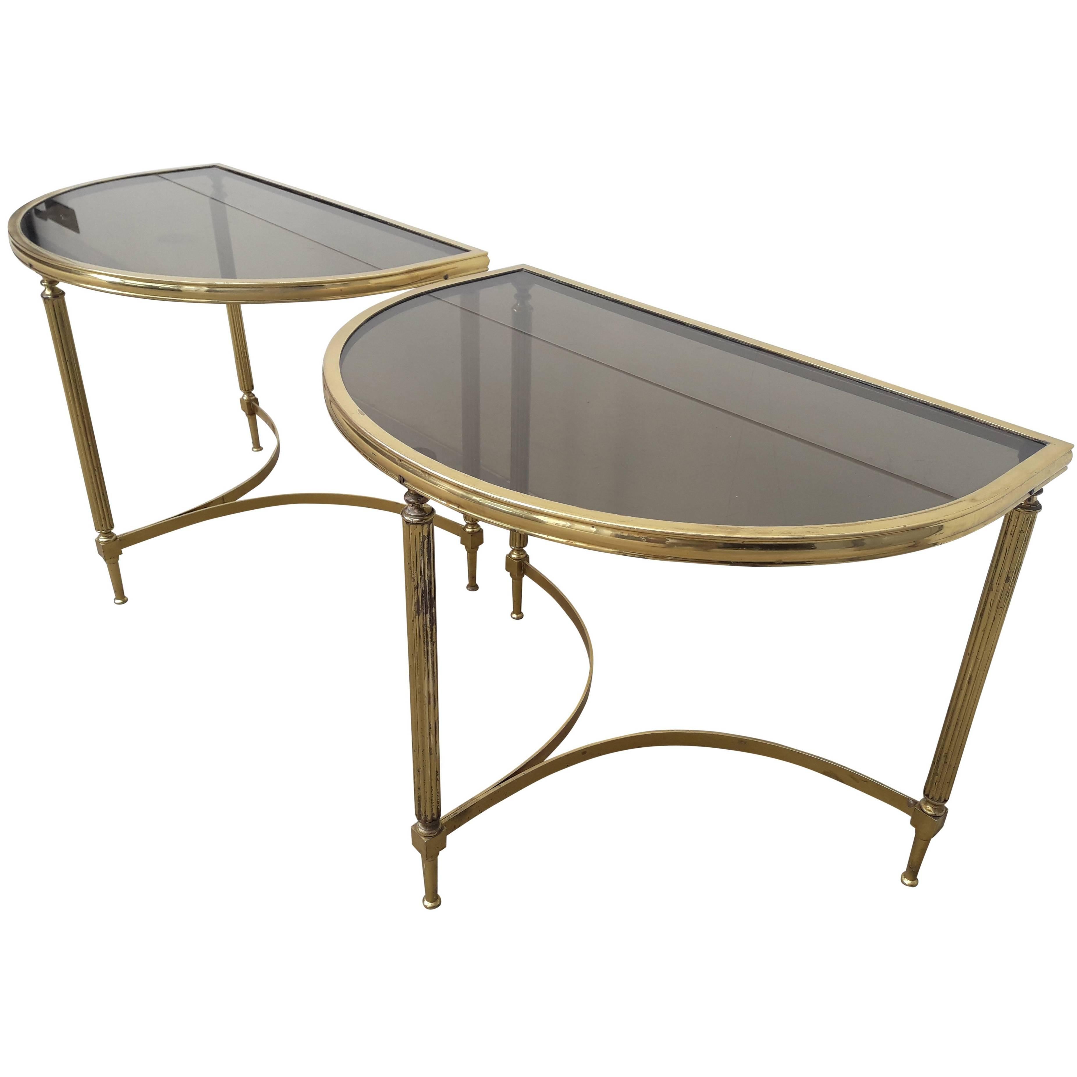 Pair of Vintage Brass Side Tables in the Style of Maison Jansen For Sale