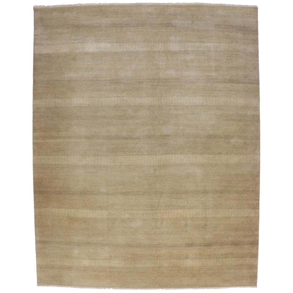 New Modern Transitional Neutral Tan Area Rug with Minimalist ...