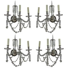 Fine Set of Four English Cut-Glass Sconces 10