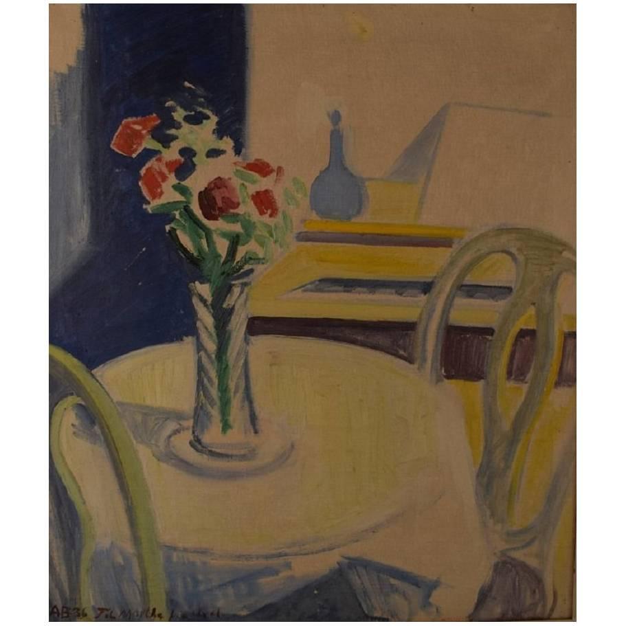 Axel Bentzen Copenhagen 1893-1952 Still Life with Flowers on Table