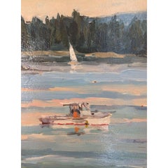 Plein Air Oil Painting of Maine Lobsterman