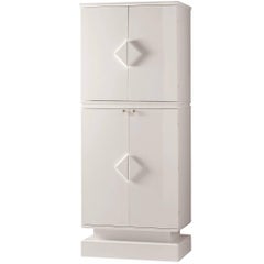 Armored Contemporary Jewelry Armoire Safe in White Polished Bird's-Eye Maple