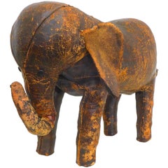 Vintage Leather Elephant Footstool