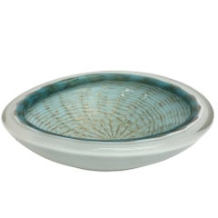Murano Glass Decorative Bowl in Turquoise and Gold