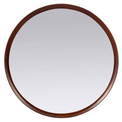 Retro Danish Modern Teak Porthole Mirror