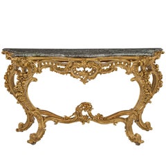 Italian Early 19th Century Patinated and Giltwood Console with Marble Top 5