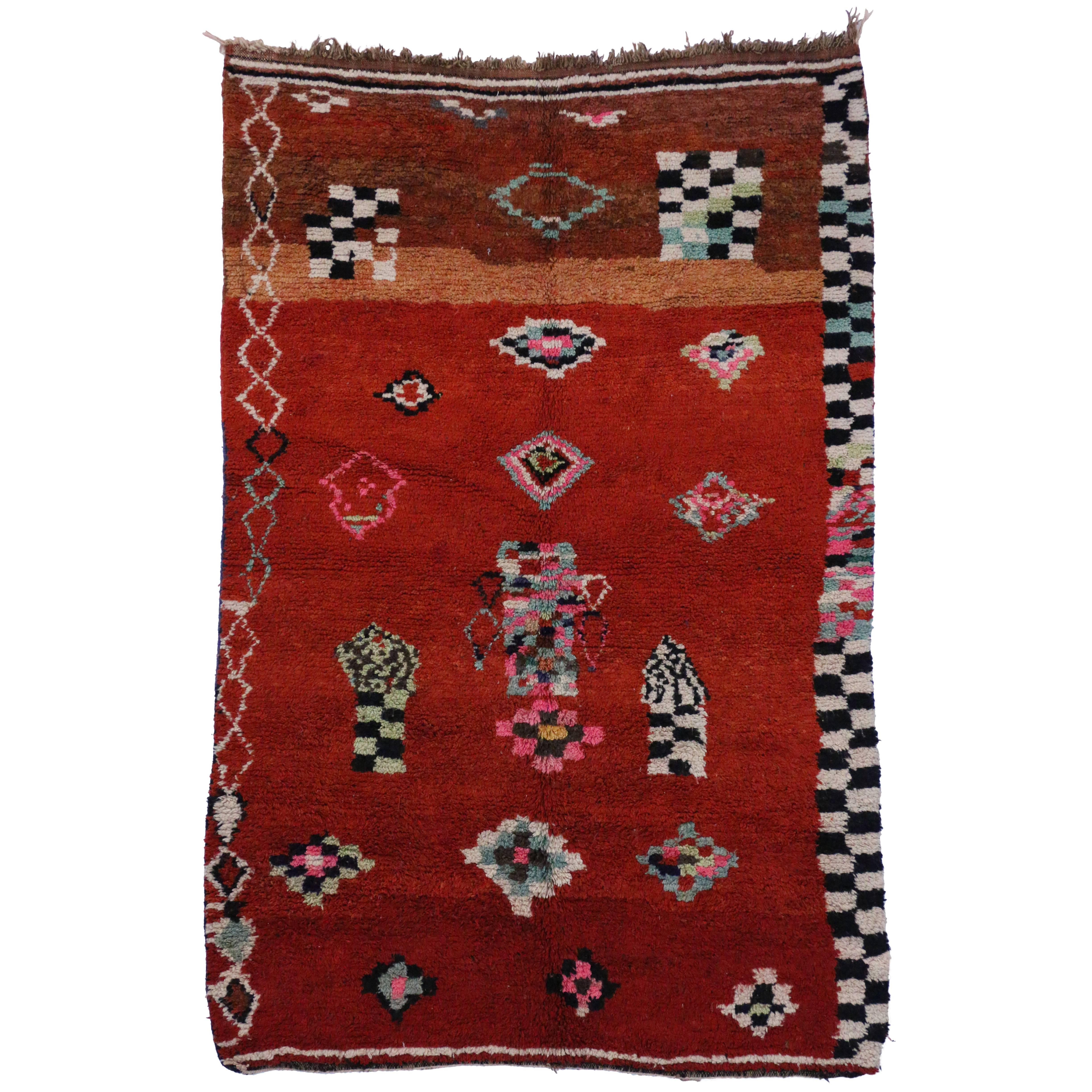 Boho Chic Berber Moroccan Rug with Contemporary Abstract Design