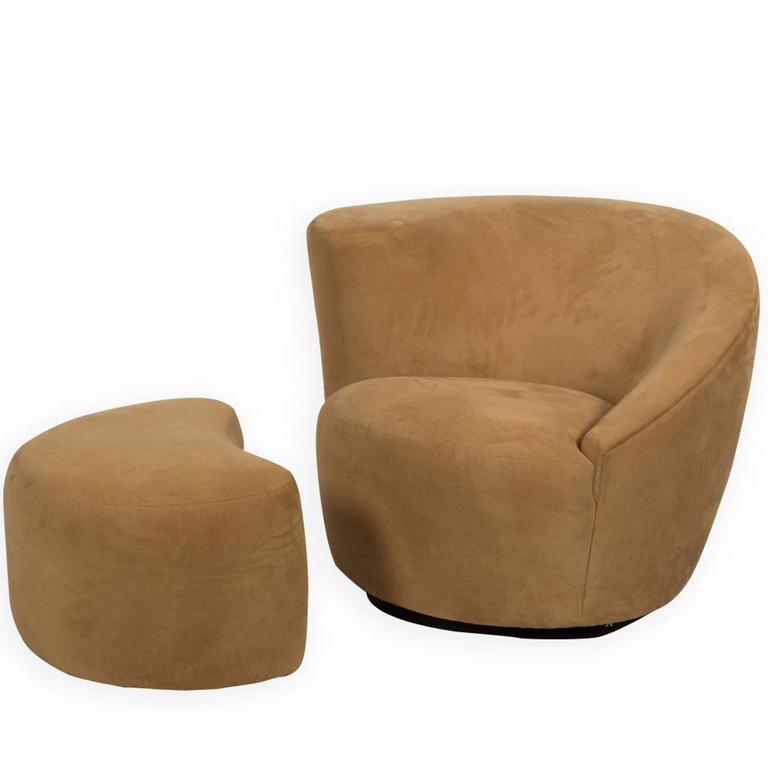 Vladimir Kagan Nautilus Cork Swivel Club Chair And Ottoman