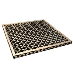 Black and White Patterned Tray, Indonesian, Contemporary