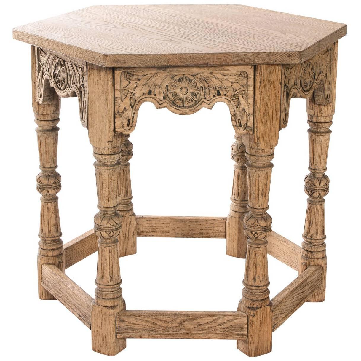 Oak Jacobean Hexagonal Table