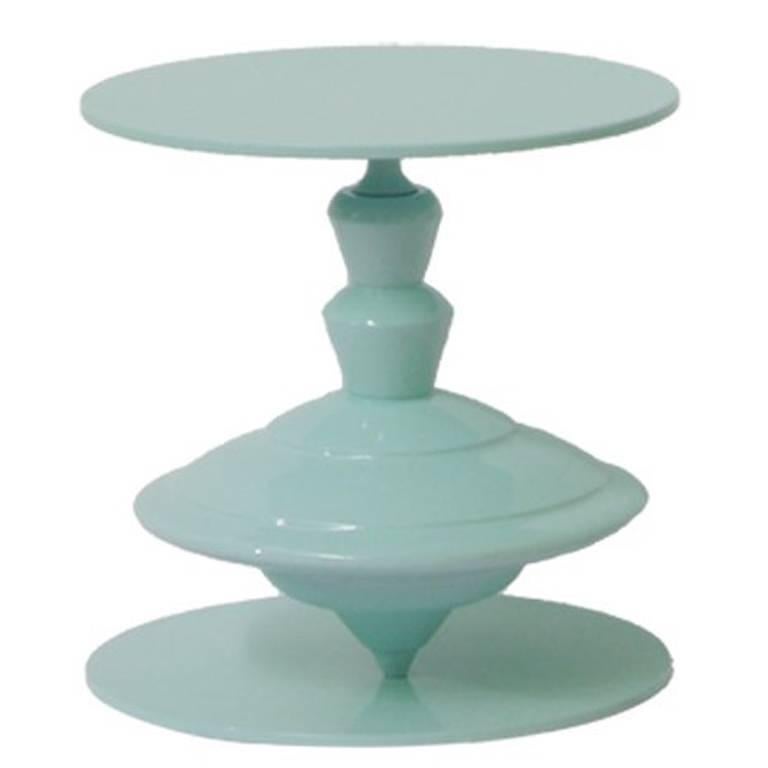 Spinning Top Light Blue Coffee Table with Revolving Top Plane by Paolo Giordano For Sale