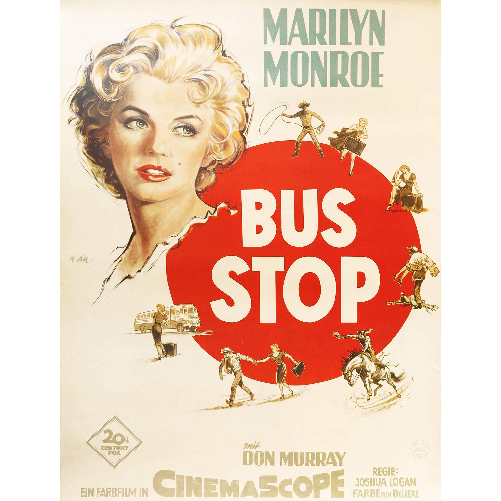 1956 Marilyn Monroe and Don Murray 'Bus Stop' German Movie Poster