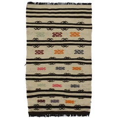 Boho Chic Vintage Turkish Kilim Rug with Stripes and Modern Tribal Style