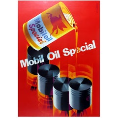 Large Original Vintage Mid Century Design Advertising Poster - Mobil Oil Special