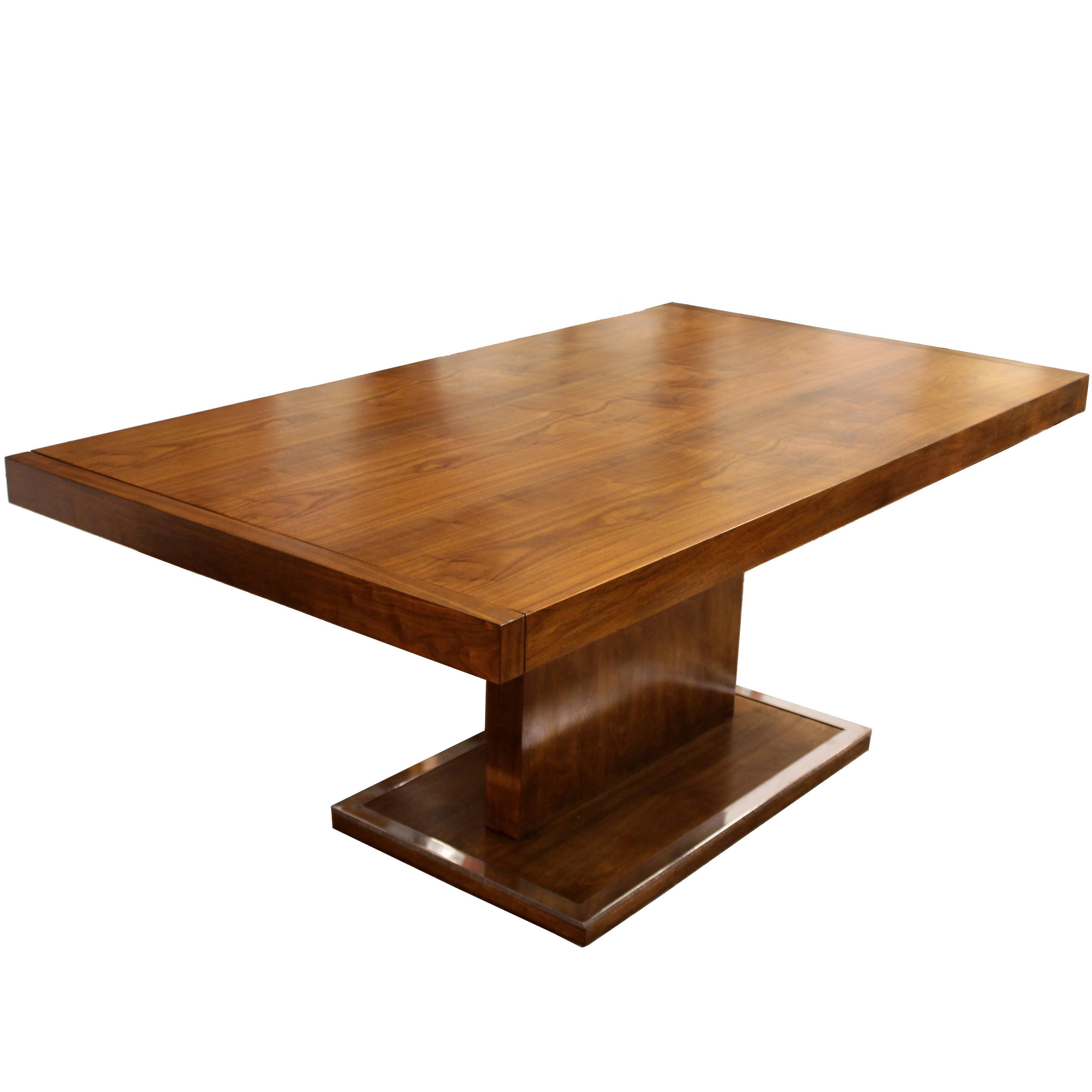Mid-Century Modern Baughman Founders Walnut Chrome Pedestal Dining Table