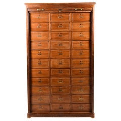 Antique French Tambour Front Filing Cabinet, circa 1910