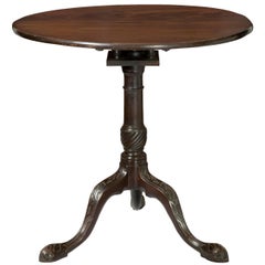 Antique Mahogany Tilt-Top Table with Blind Incised Work, England, circa 1760