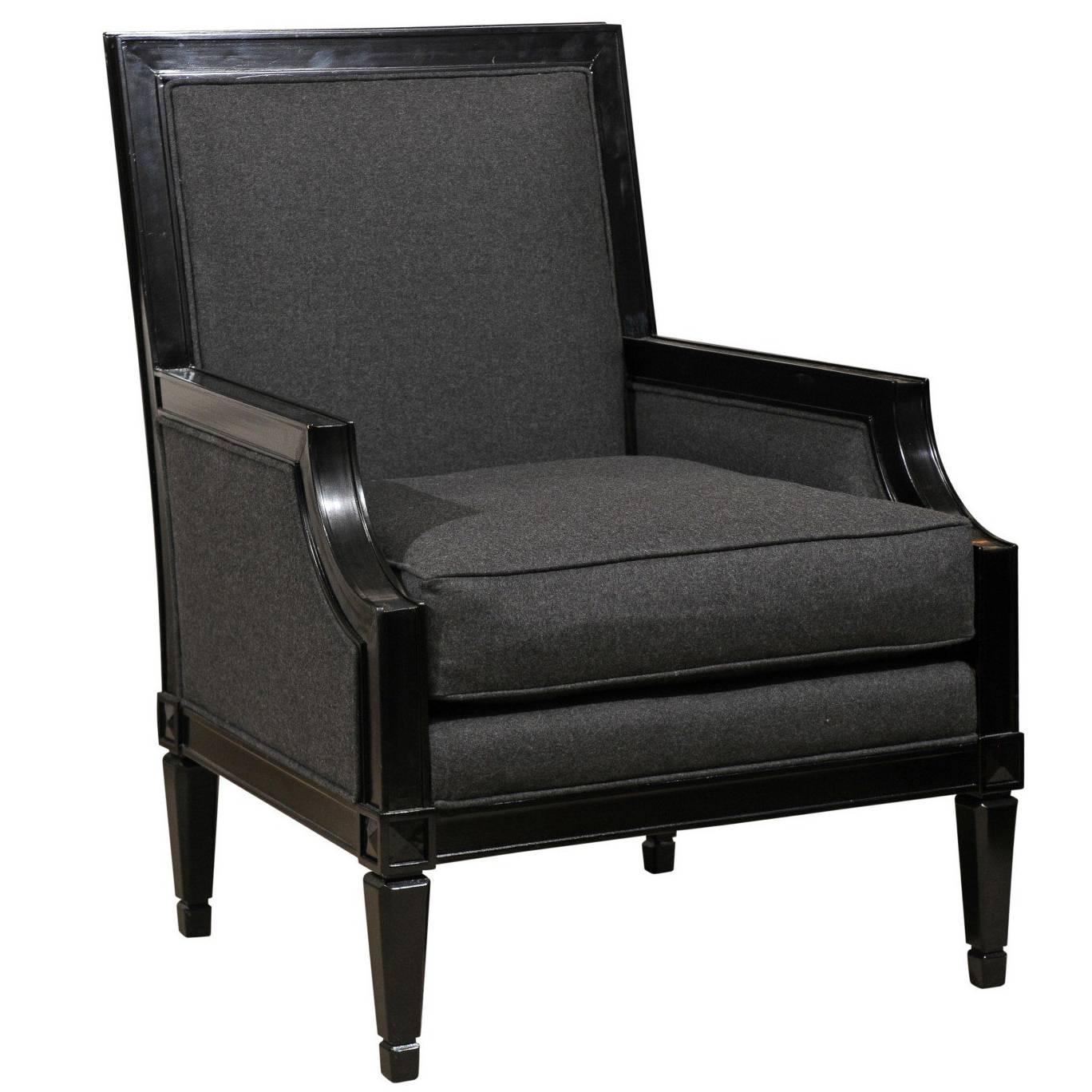 Neoclassical Ebonized Library Chair For Sale